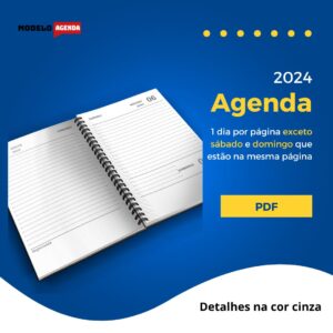 Miolo de Agenda 2023 para imprimir 1 dia por página cinza com horas