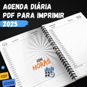 Agenda diária 2025 com horas para imprimir