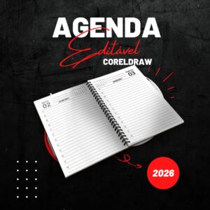 Miolo de Agenda Editável 2026 CorelDraw 1 dia por página Modelo 01