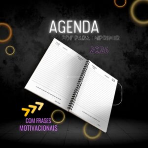 Agenda Diária 2026 com Frases Motivacionais + 40 capas de brinde