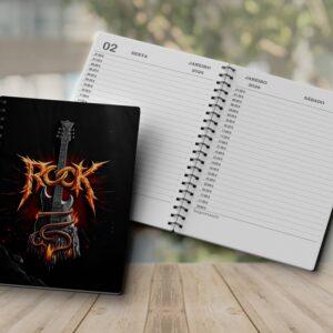 Agenda 2026 PDF para Imprimir Diária com Capa Rock Guitarra com Cordas