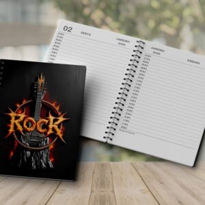Agenda 2026 PDF para Imprimir Diária com Capa Rock Guitarra com Círculo