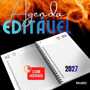 Miolo de Agenda Editável 2027 Coreldraw Diária M02 com Horas