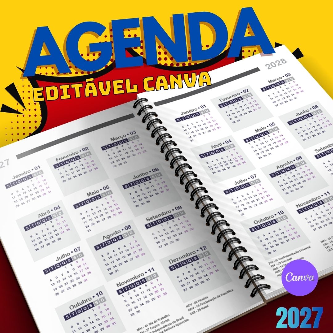 Agenda 2027 Editável no Canva - Personalize Sua Agenda - Imagem 3