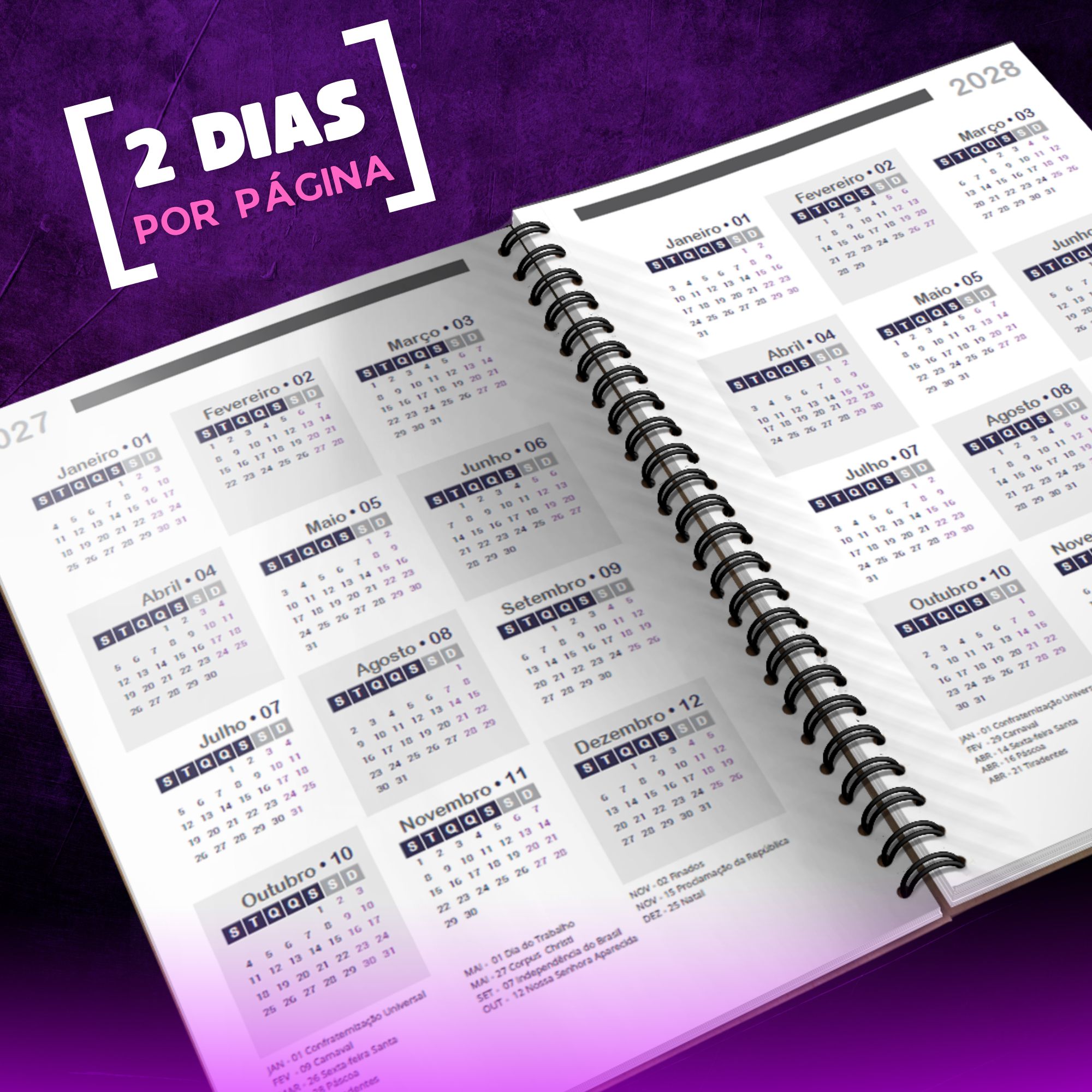Agenda 2027 pdf com 2 dias por página para download