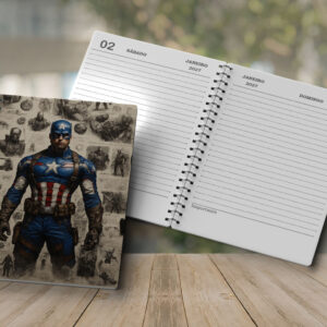 capa agenda ou cadernocapitão américa