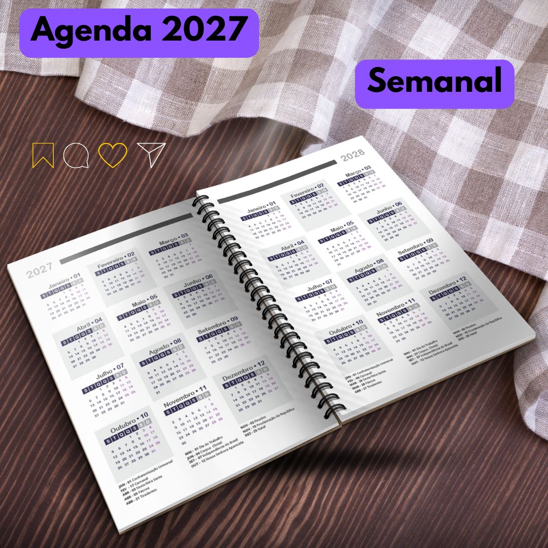 Agenda Semanal 2027 sem horas para imprimir - Imagem 3