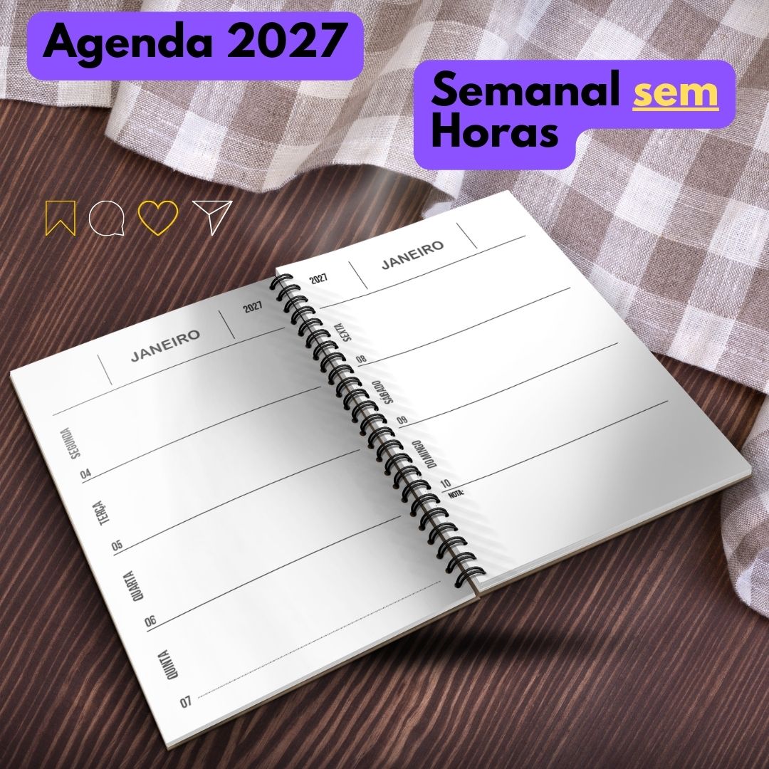 Agenda Semanal 2027 sem horas para imprimir